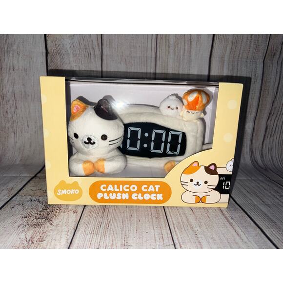 Smoko Calico Cat Mushroom Dumpling Plush Alarm Clock NIB New - Picture 1 of 7